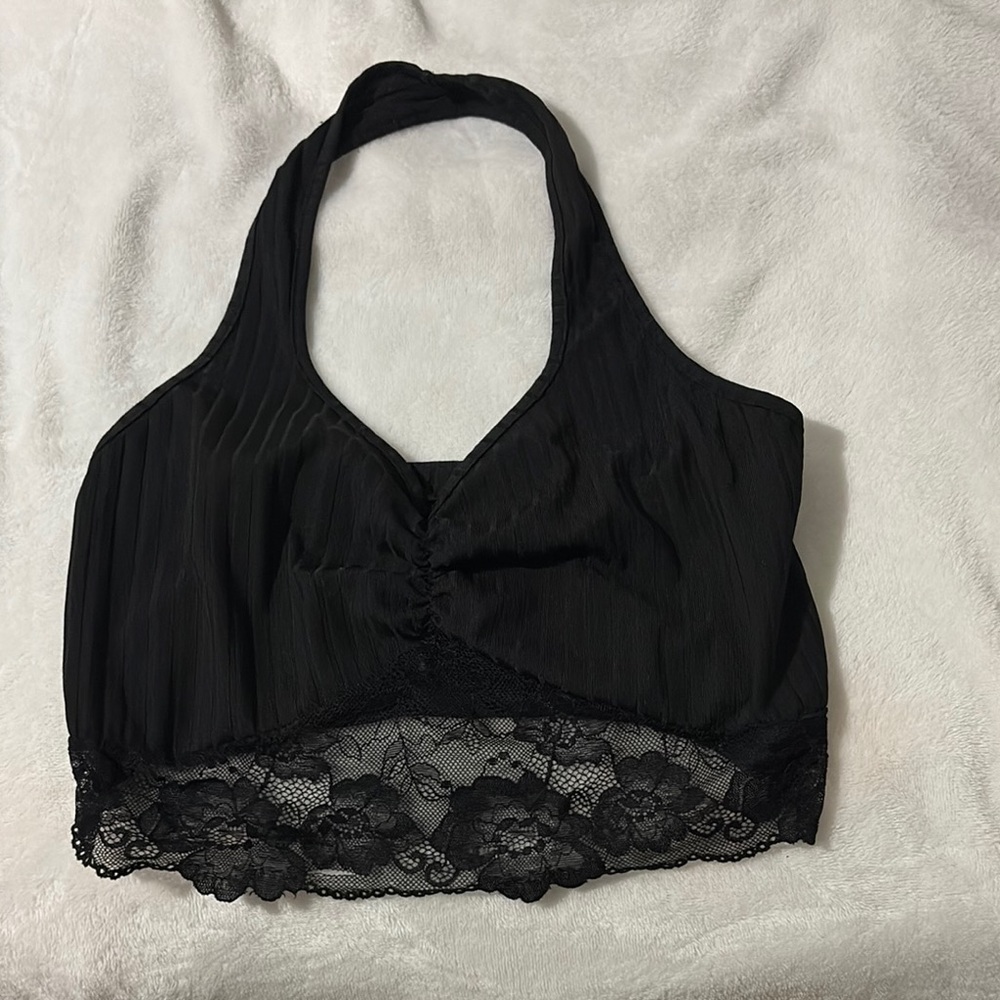 Elegant Black Lace Halter Bralette